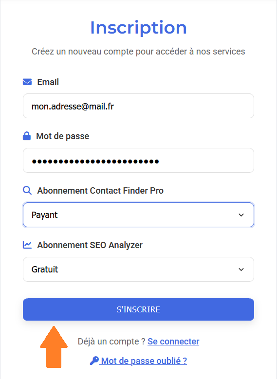 Étapes pour s'inscrire